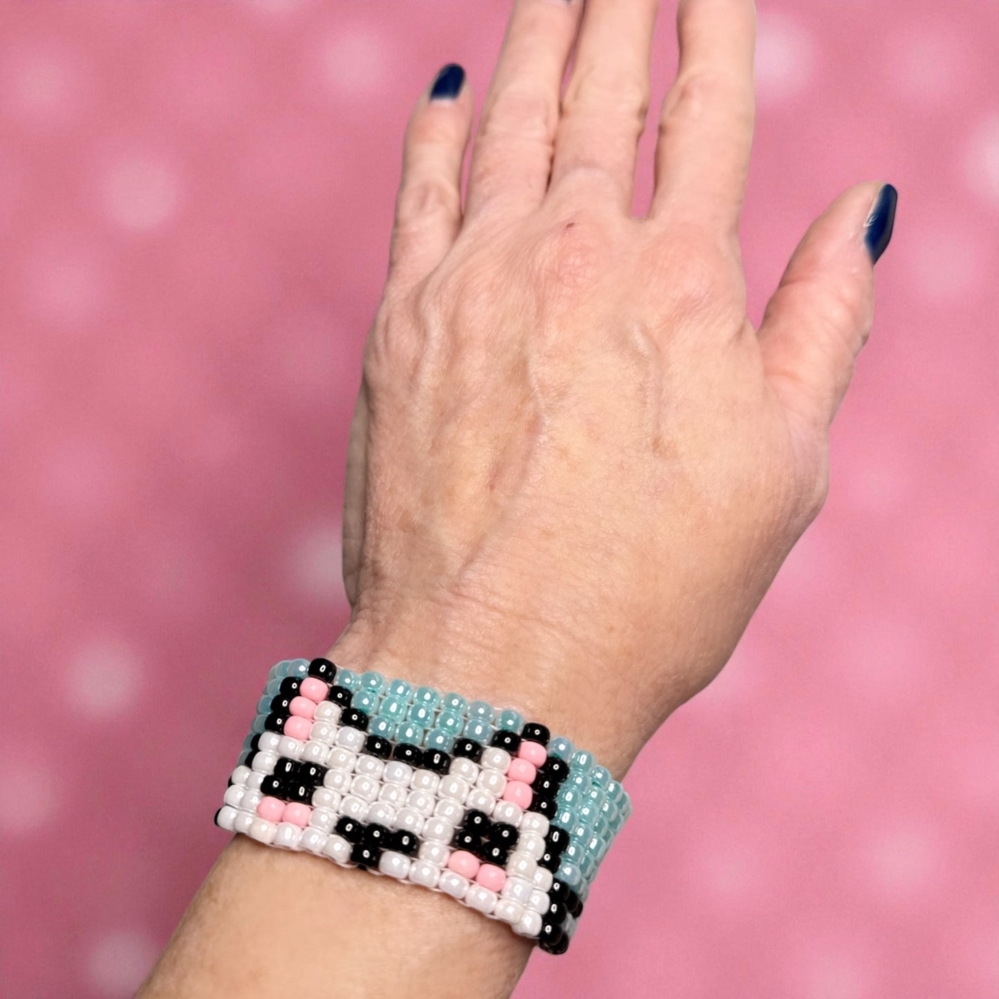 Beaded Glass Kitty Bracelet