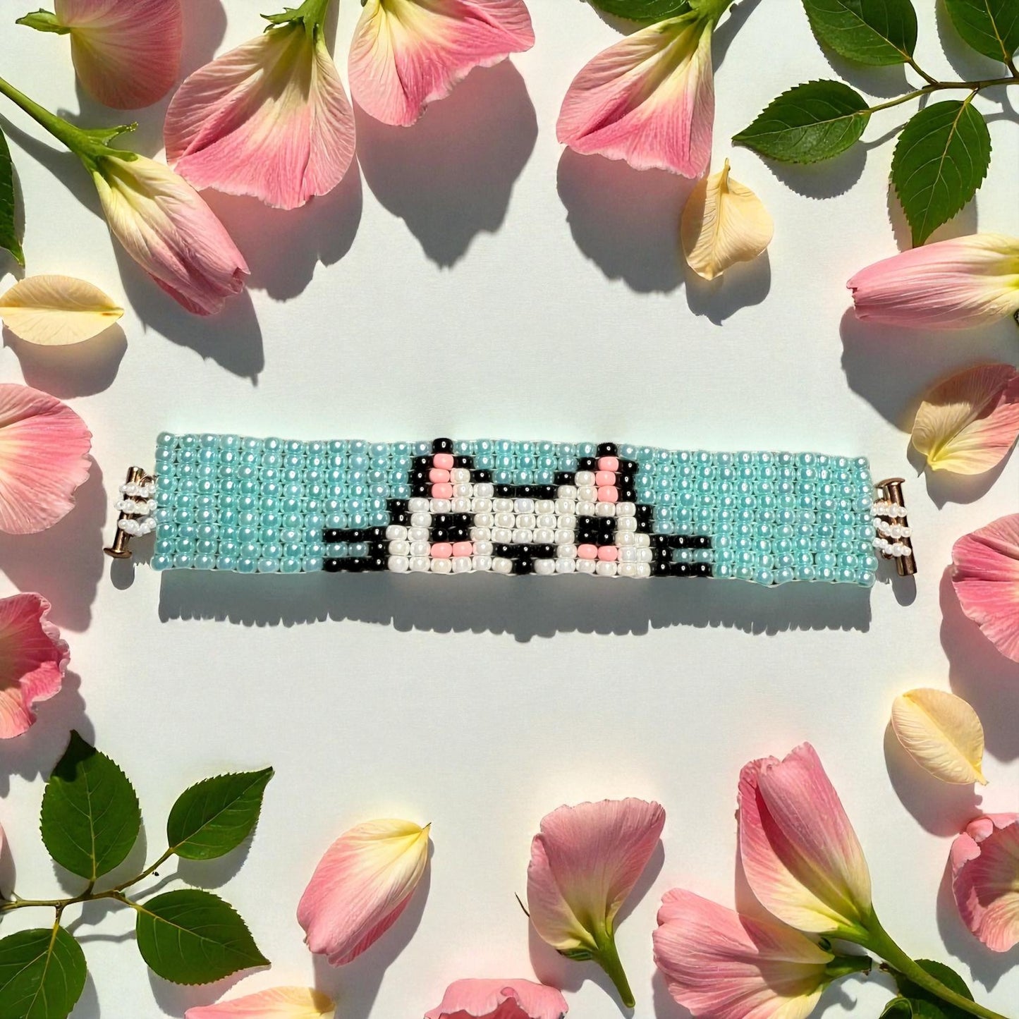 Beaded Glass Kitty Bracelet