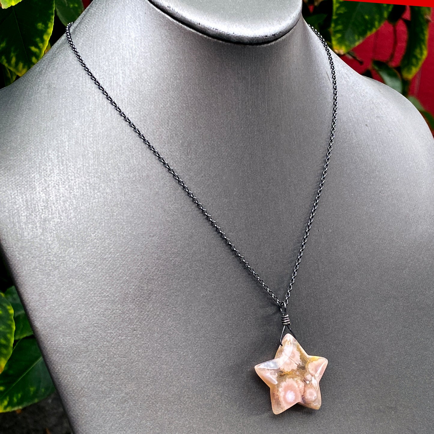 Flower Agate Star pendant Necklace