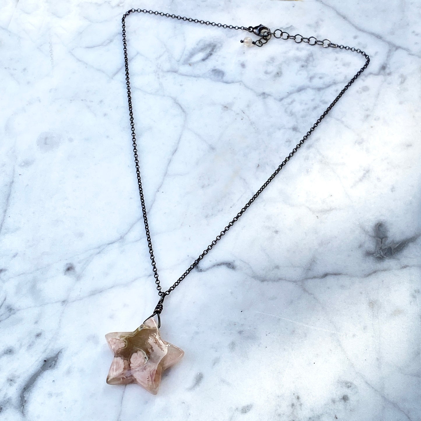 Flower Agate Star pendant Necklace