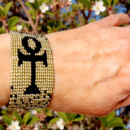 Glass Seed Bead Ankh Bracelet