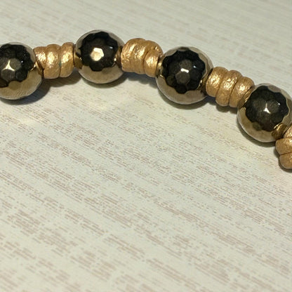 Pyrite Gemstone  and Leather Hand knotted Bracelet