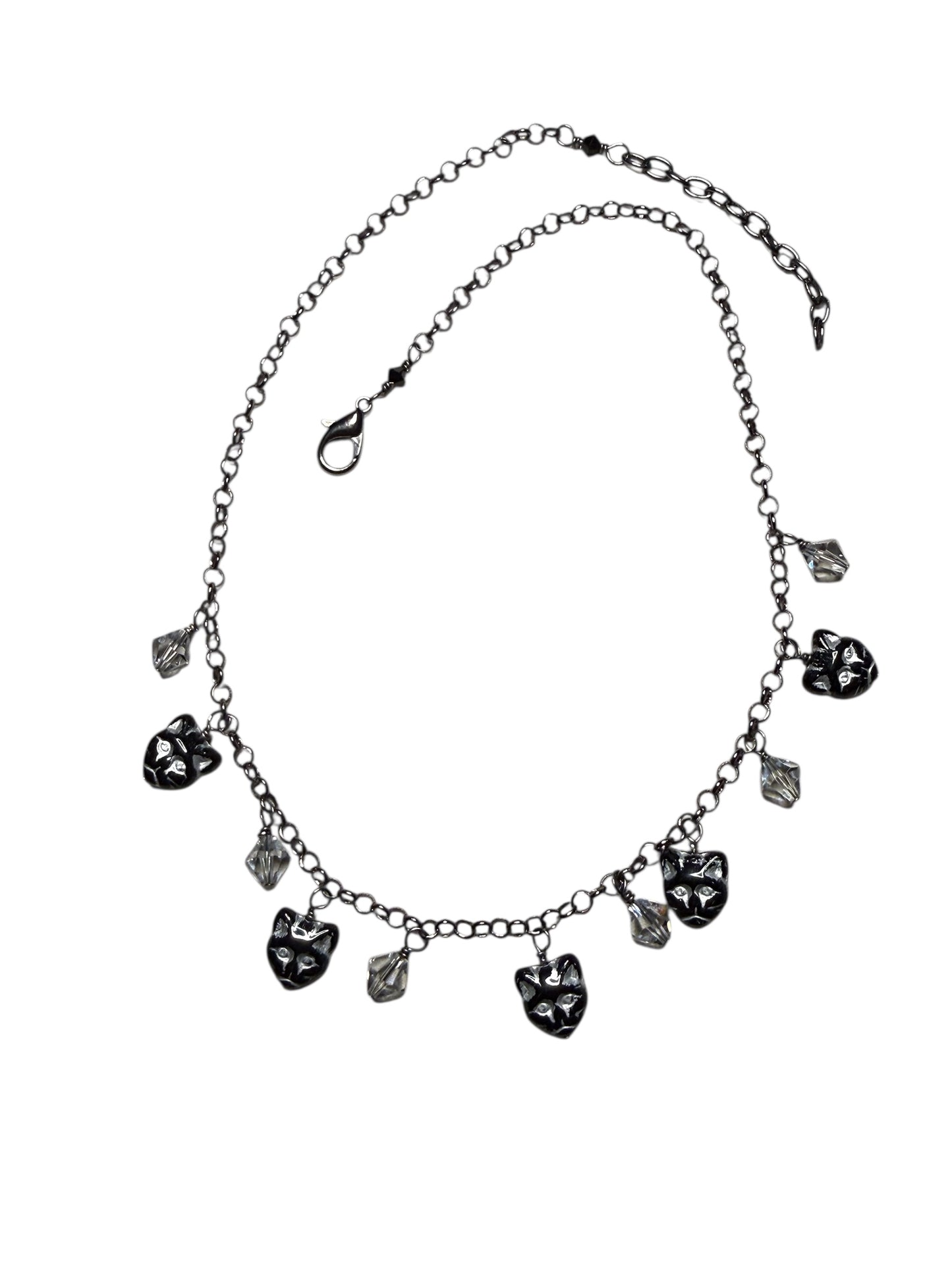 Glass beaded Kitty Cat Necklace