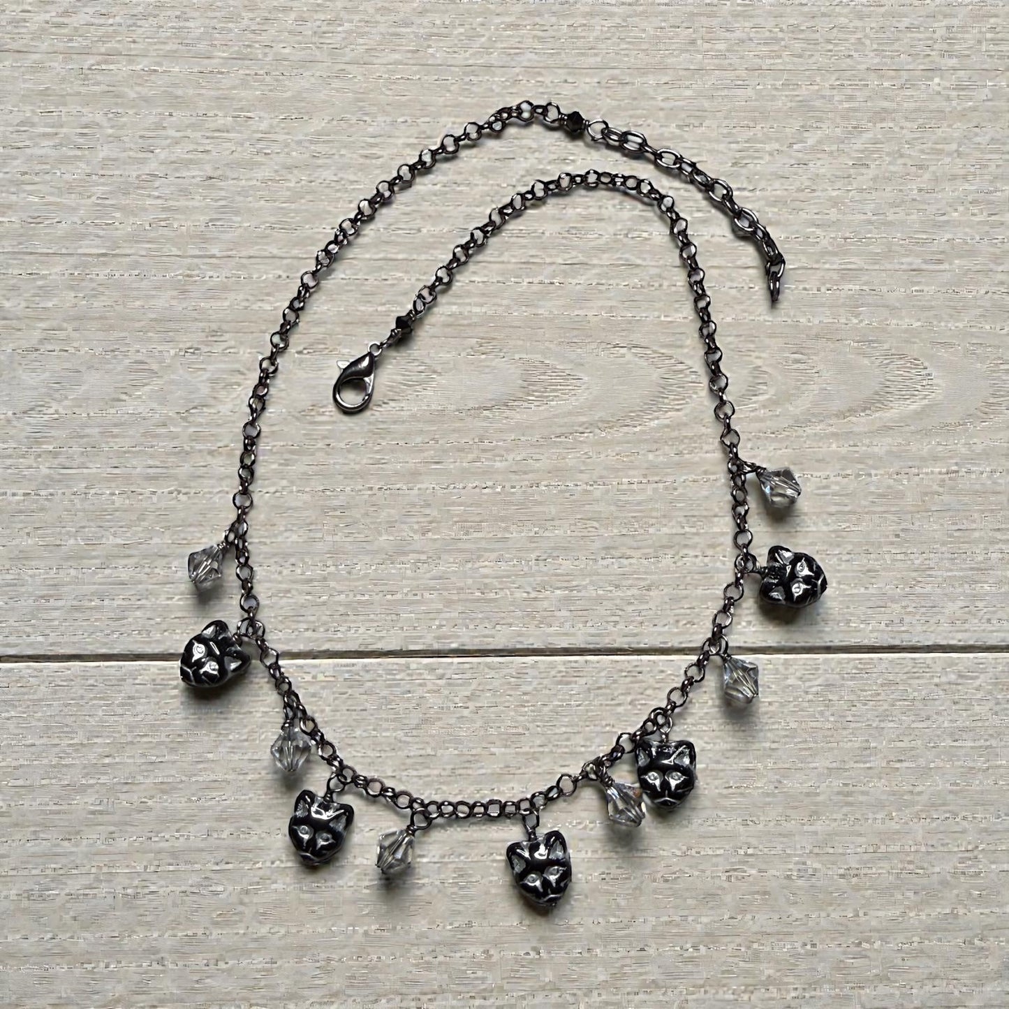 Glass beaded Kitty Cat Necklace