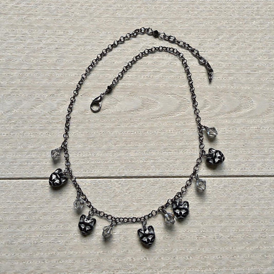 Glass beaded Kitty Cat Necklace