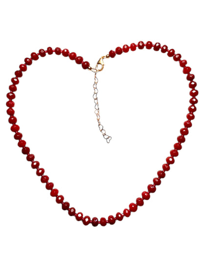 Red Jade and Red Spinel Candy shaped Necklace