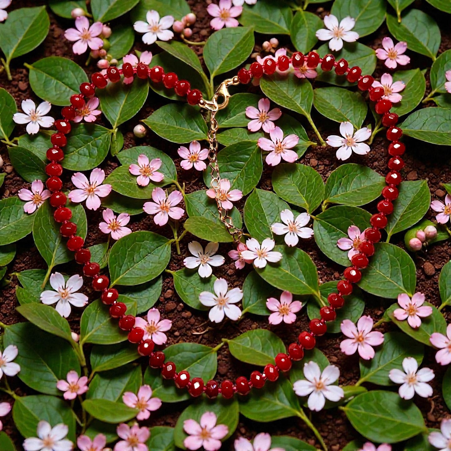 Red Jade and Red Spinel Candy shaped Necklace