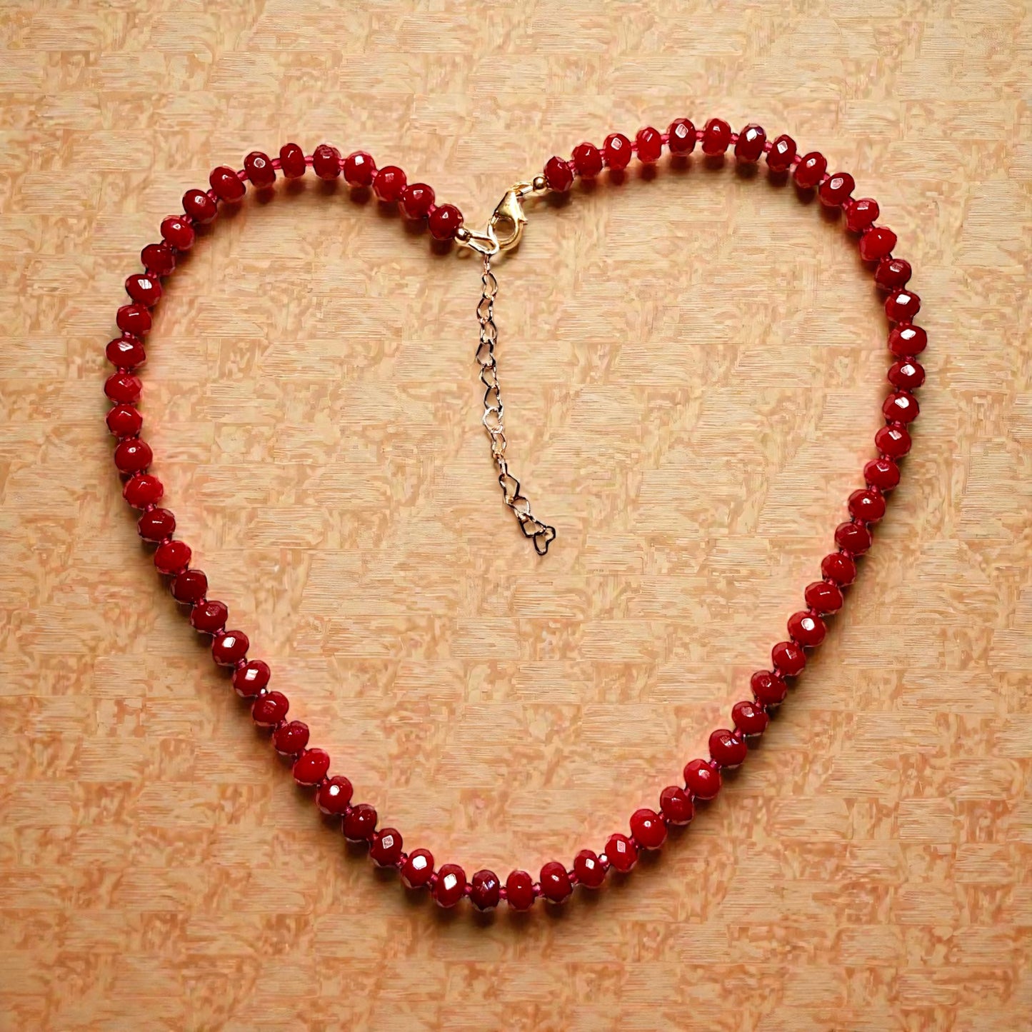 Red Jade and Red Spinel Candy shaped Necklace
