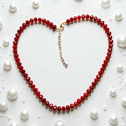 Red Jade and Red Spinel Candy shaped Necklace