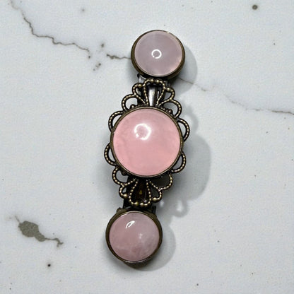 Rose Quartz French Barrette