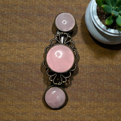 Rose Quartz French Barrette