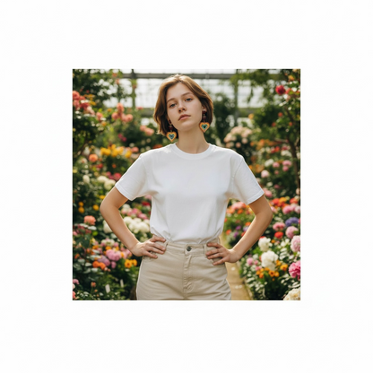 Rainbow Heart and Jade Earrings