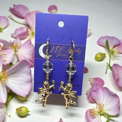 Cupid with Quartz Earrings