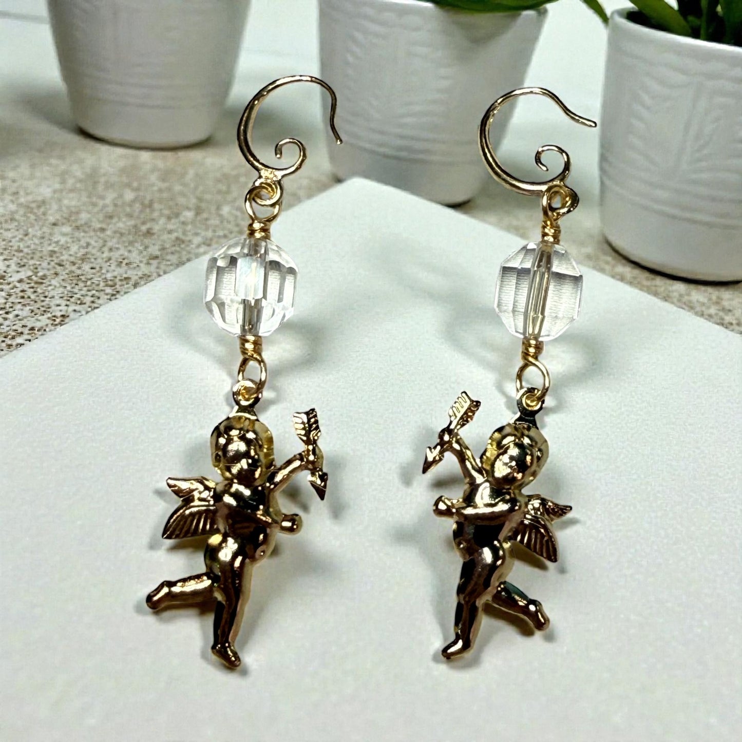 Cupid with Quartz Earrings