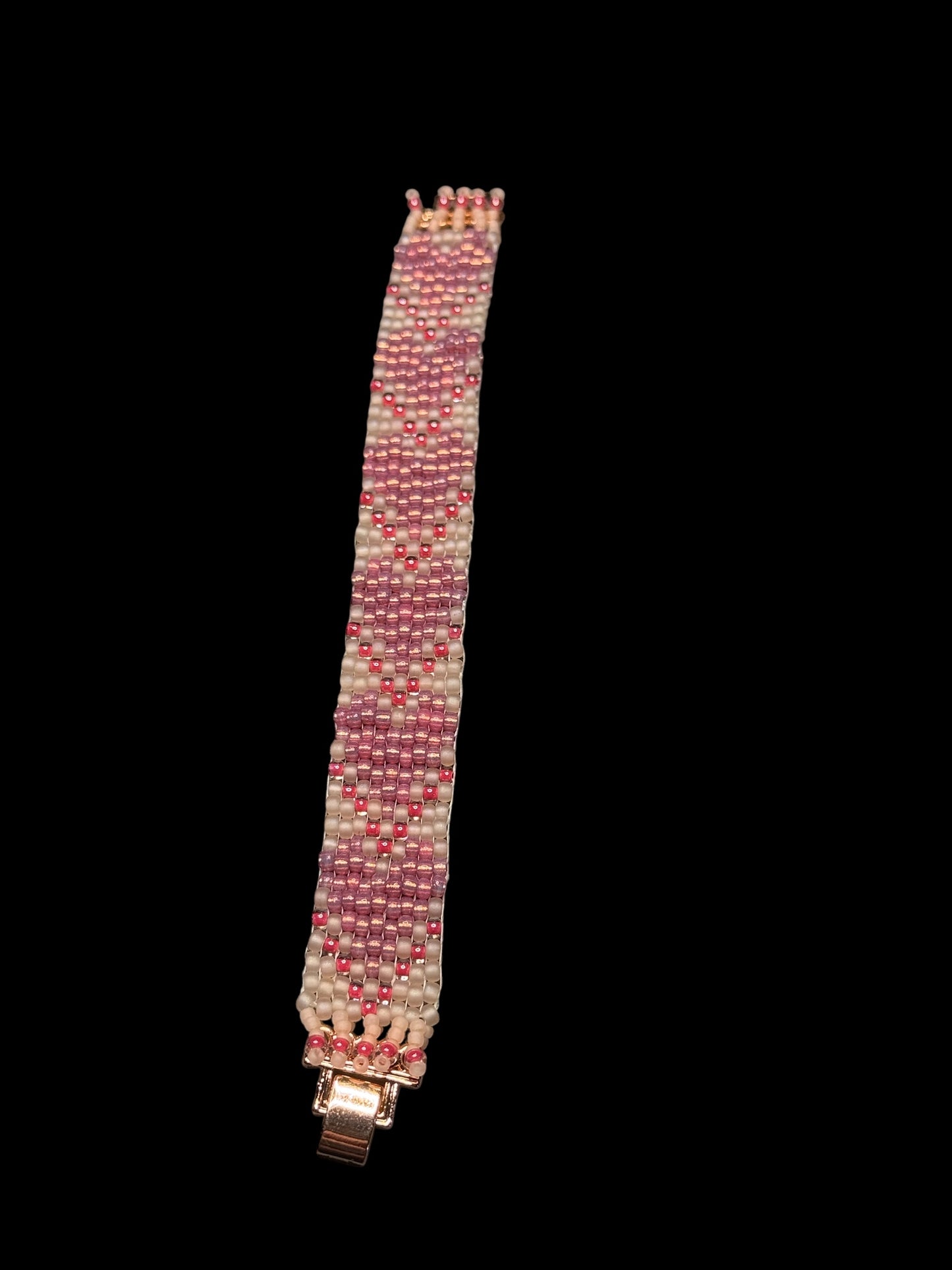 Pink Glass Beaded Heart bracelet