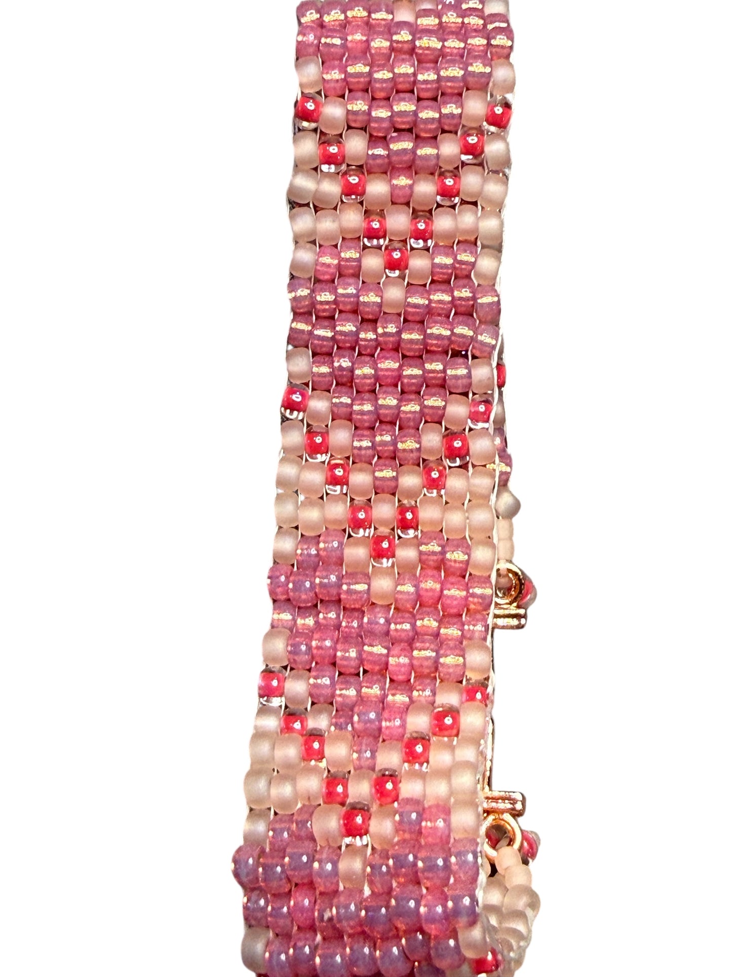 Pink Glass Beaded Heart bracelet
