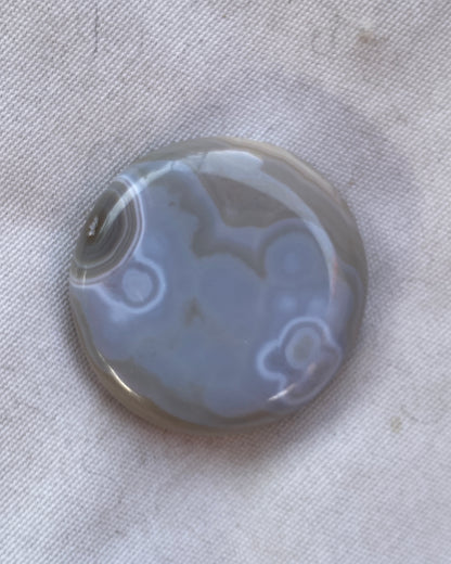Natural Brazilian Gray Banded Agate Palm Stone