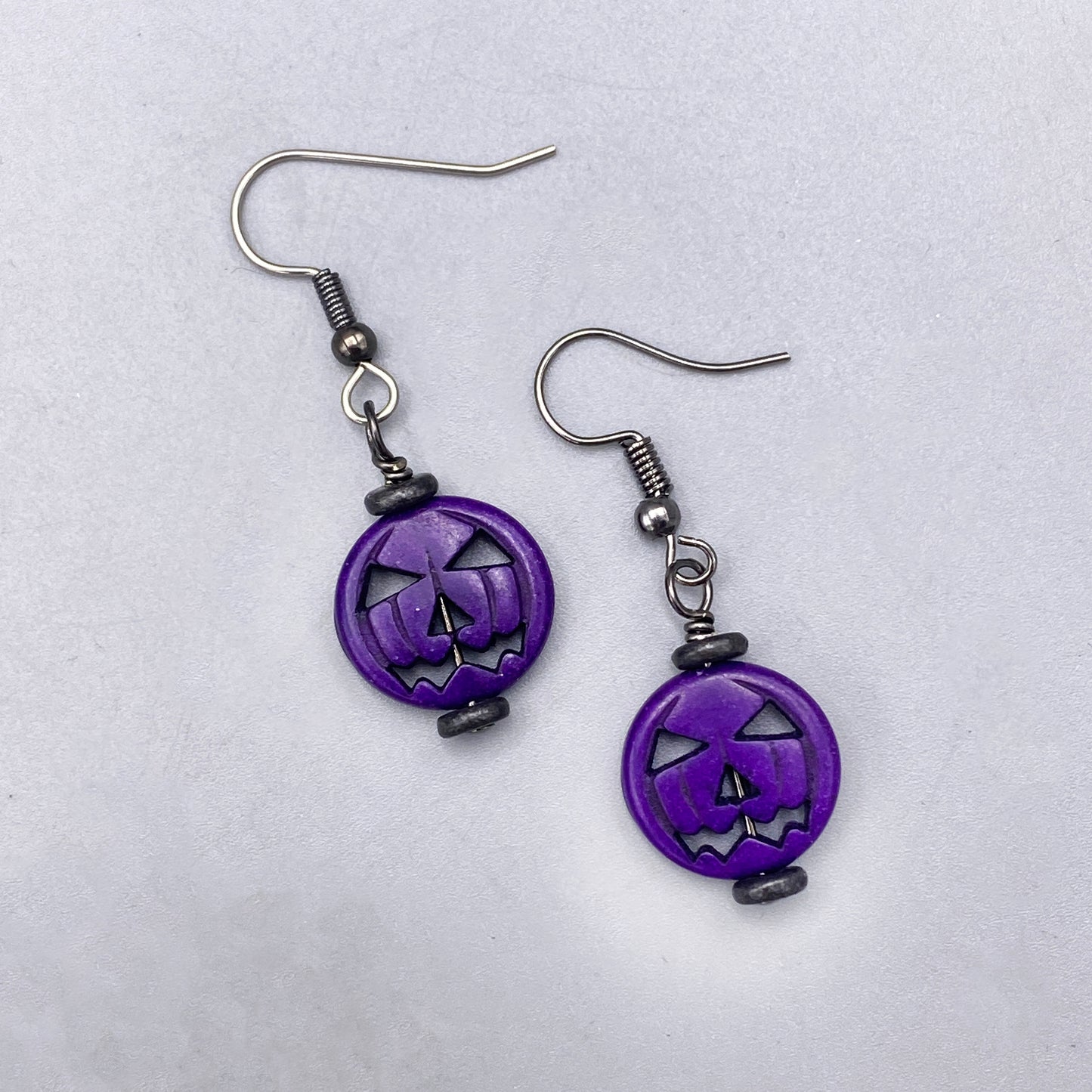 Howlite Jack-O-Lantern Earrings