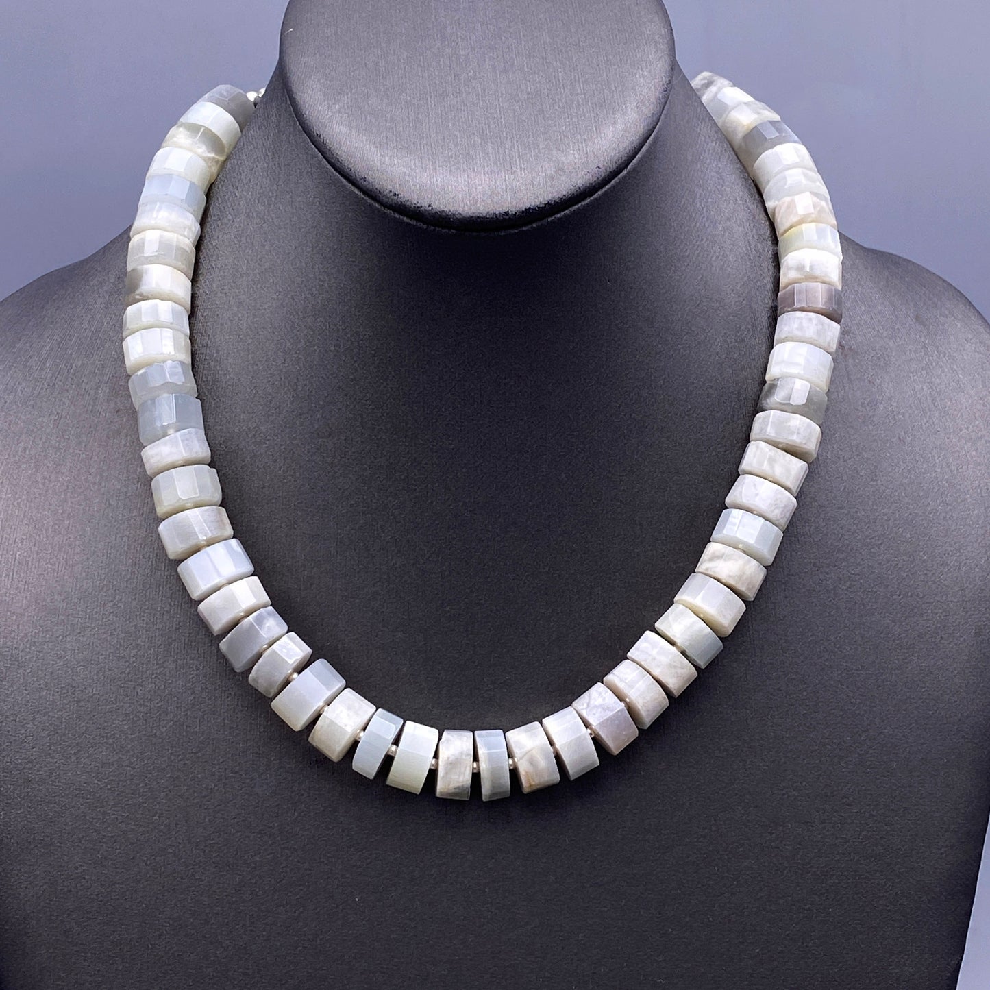 Moonstone Gemstone necklace with sterling silver findings.