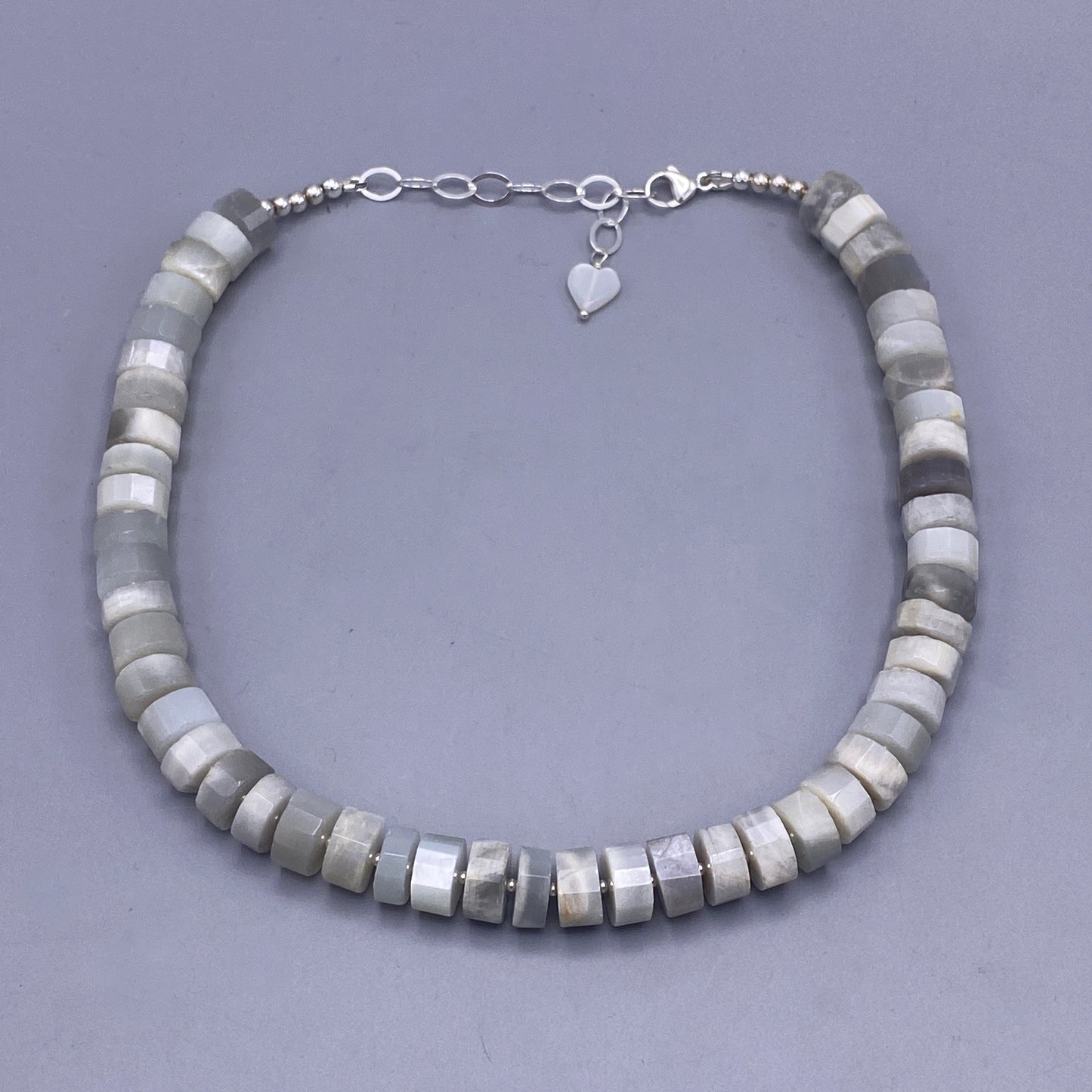 Moonstone Gemstone necklace with sterling silver findings.