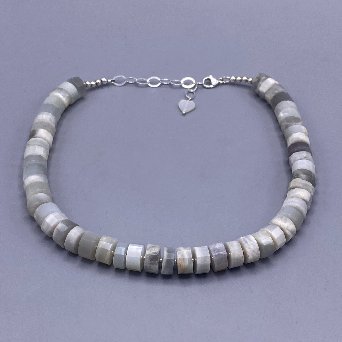 Moonstone Gemstone necklace with sterling silver findings.
