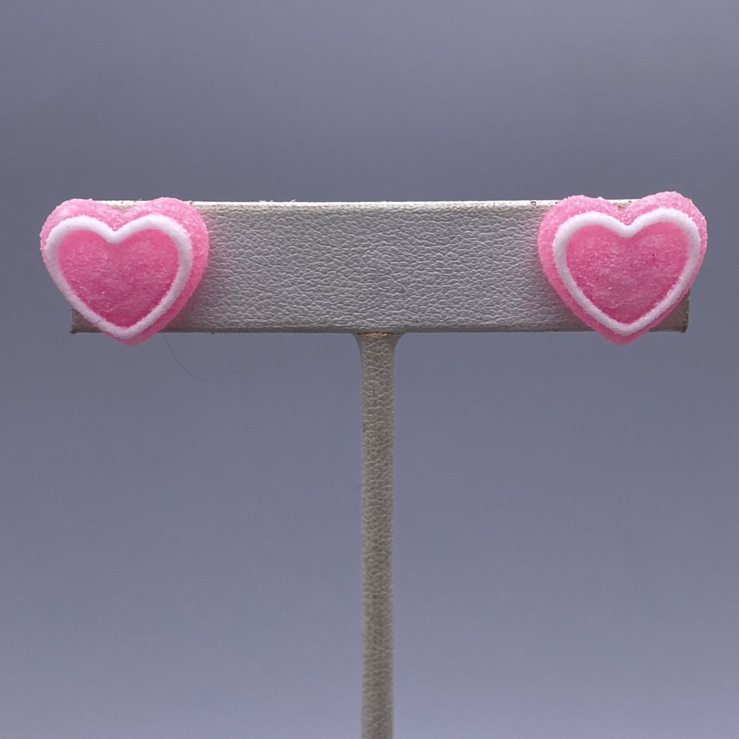 Frosted Candy Heart Stud Earrings