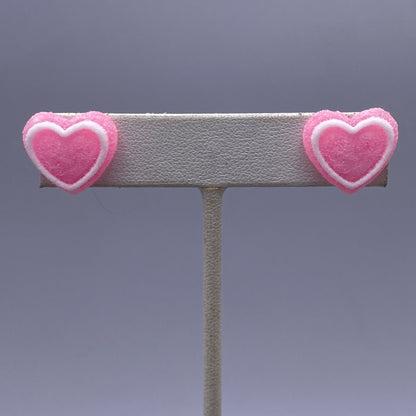 Frosted Candy Heart Stud Earrings