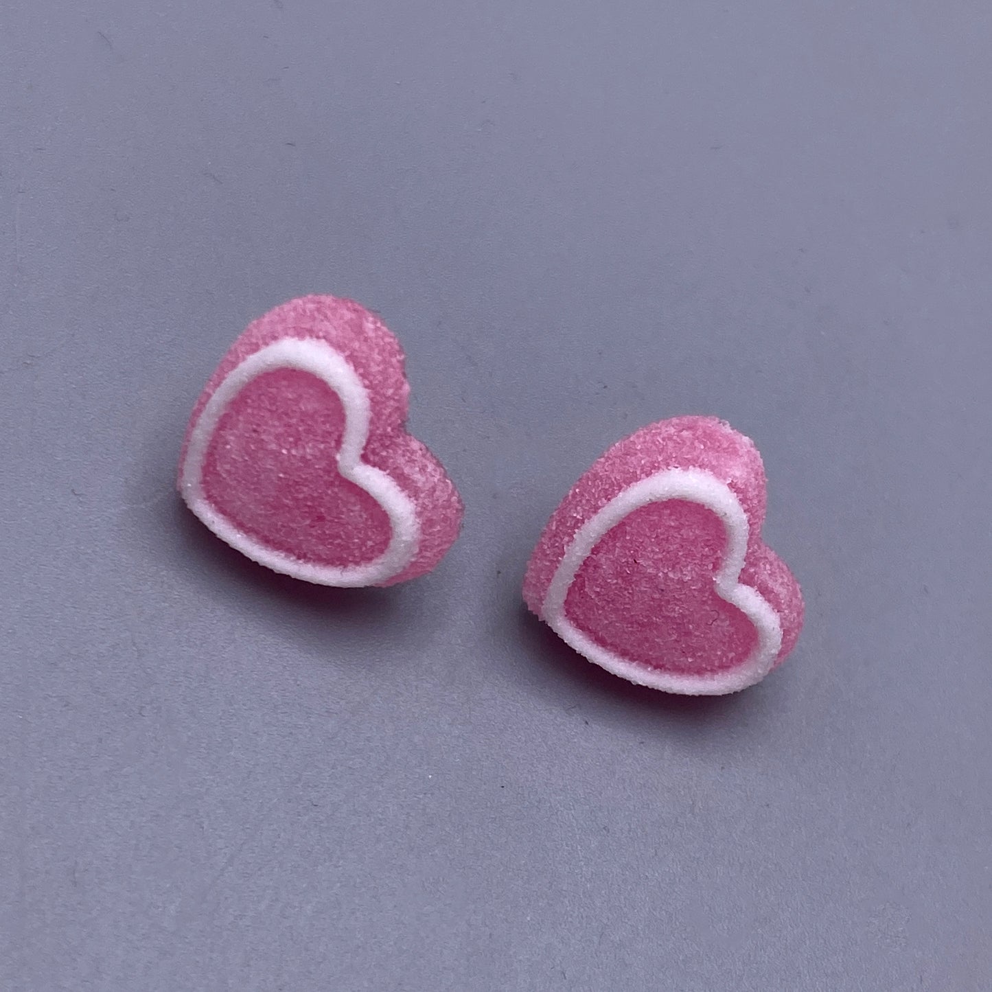 Frosted Candy Heart Stud Earrings