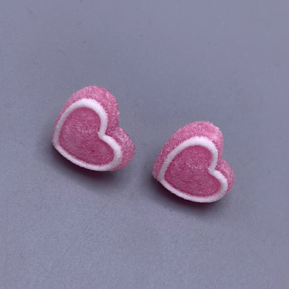 Frosted Candy Heart Stud Earrings