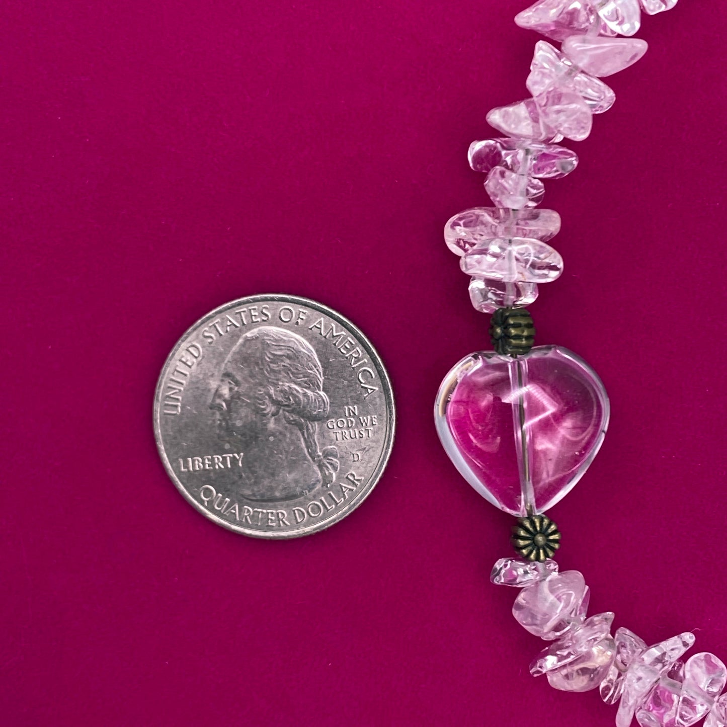 Clear Quartz gemstone Heart Clasp Bracelet