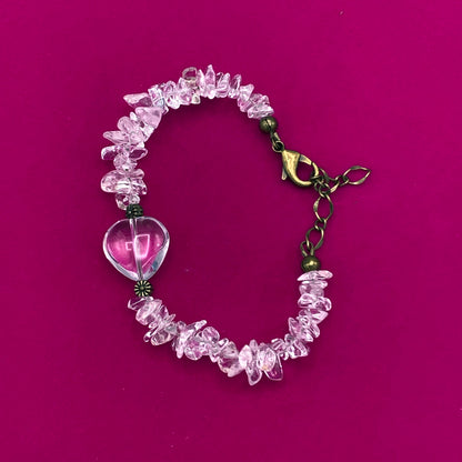Clear Quartz gemstone Heart Clasp Bracelet