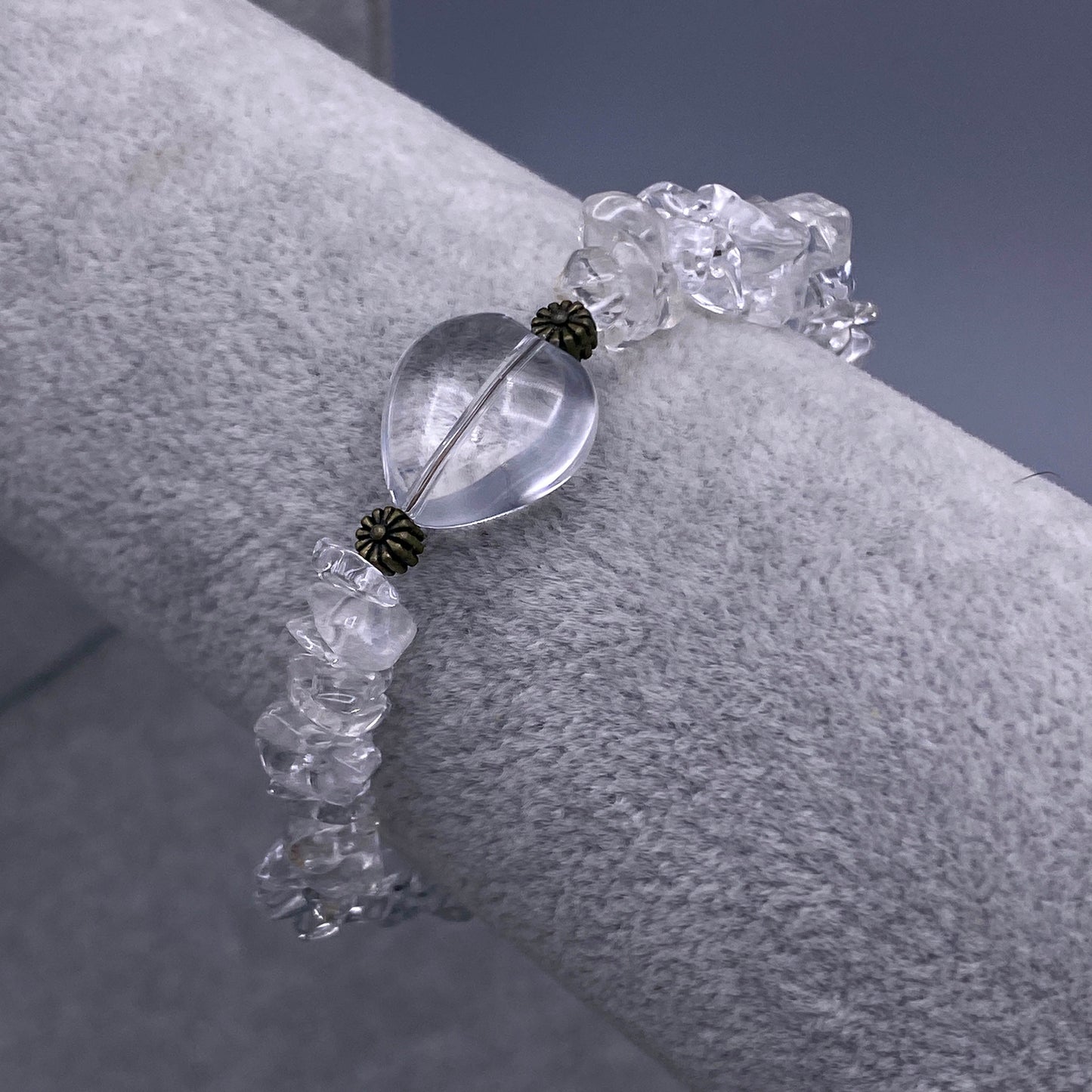 Clear Quartz gemstone Heart Clasp Bracelet