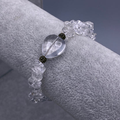 Clear Quartz gemstone Heart Clasp Bracelet
