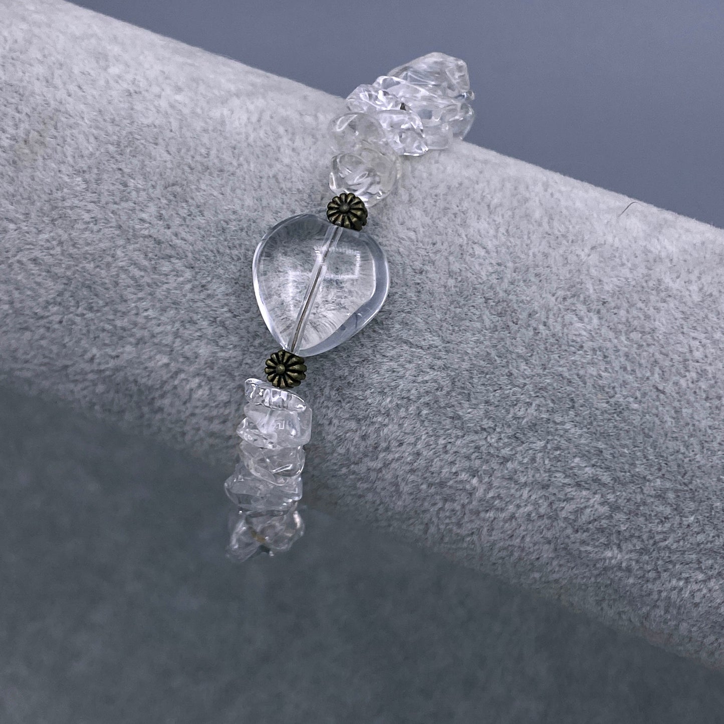 Clear Quartz gemstone Heart Clasp Bracelet