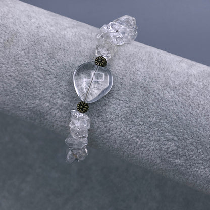 Clear Quartz gemstone Heart Clasp Bracelet