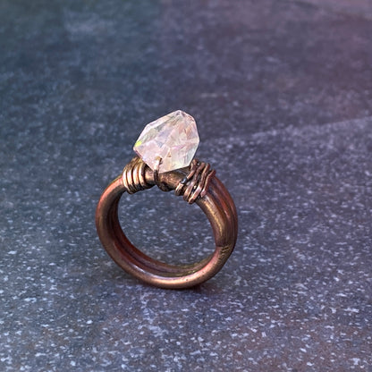 Brass and quartz ring