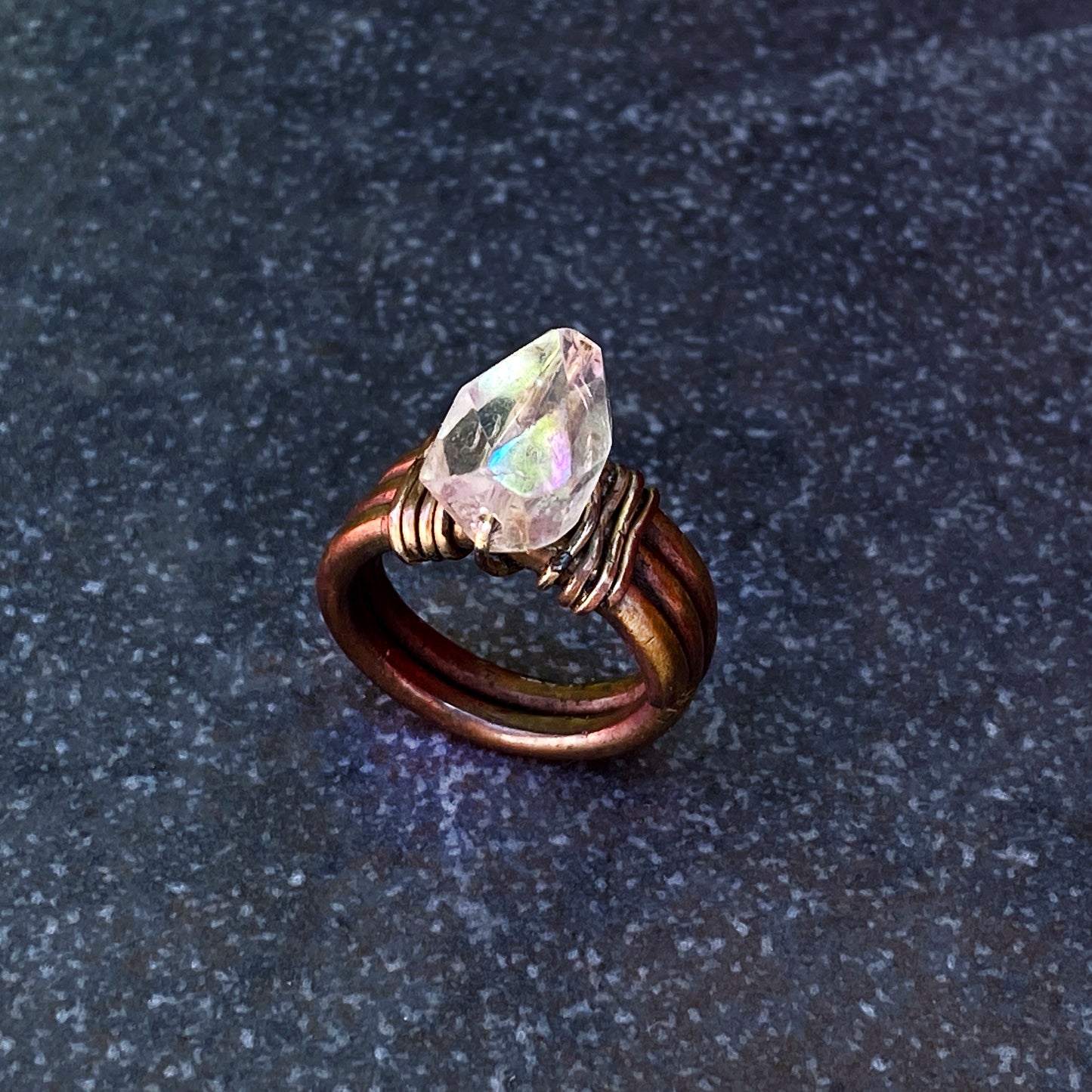 Brass and quartz ring