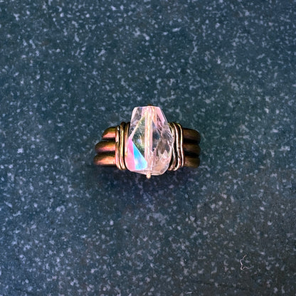 Brass and quartz ring