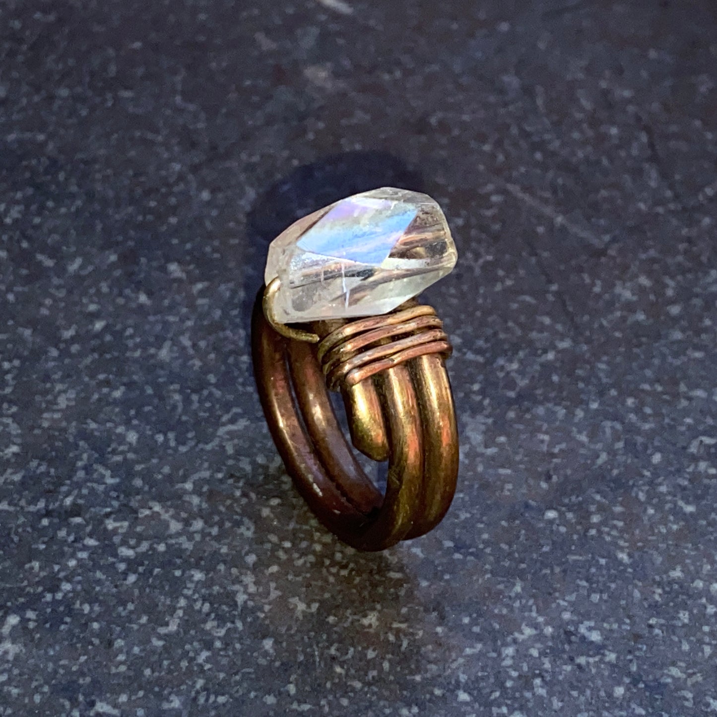 Brass and quartz ring