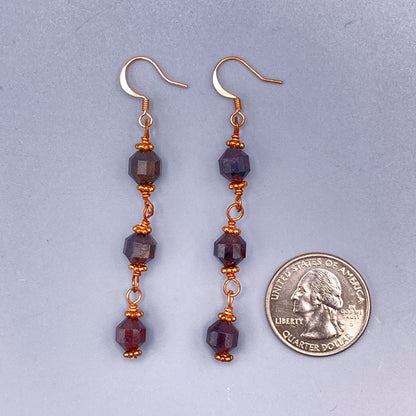 Garnet and Copper Dangle Earrings