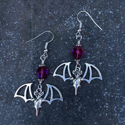 SilverBat Shape with Swarovski Crystal Earrings