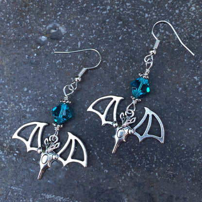 SilverBat Shape with Swarovski Crystal Earrings