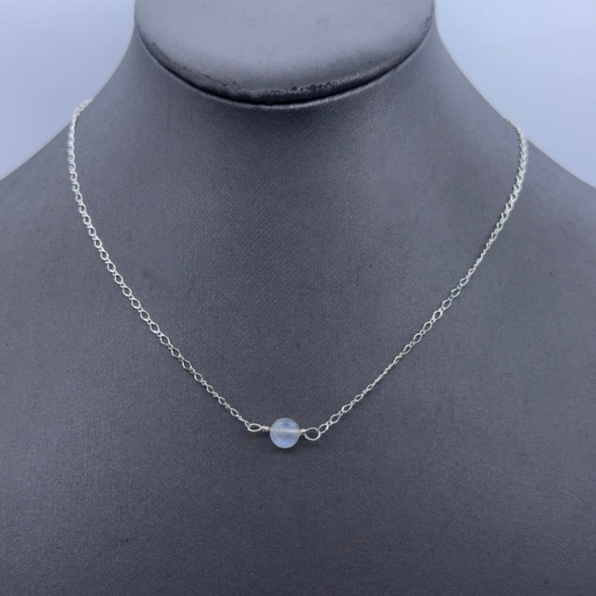 Moonstone gemstone silver chain choker necklace