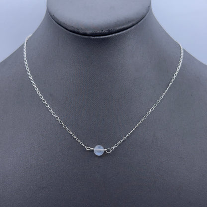 Moonstone gemstone silver chain choker necklace