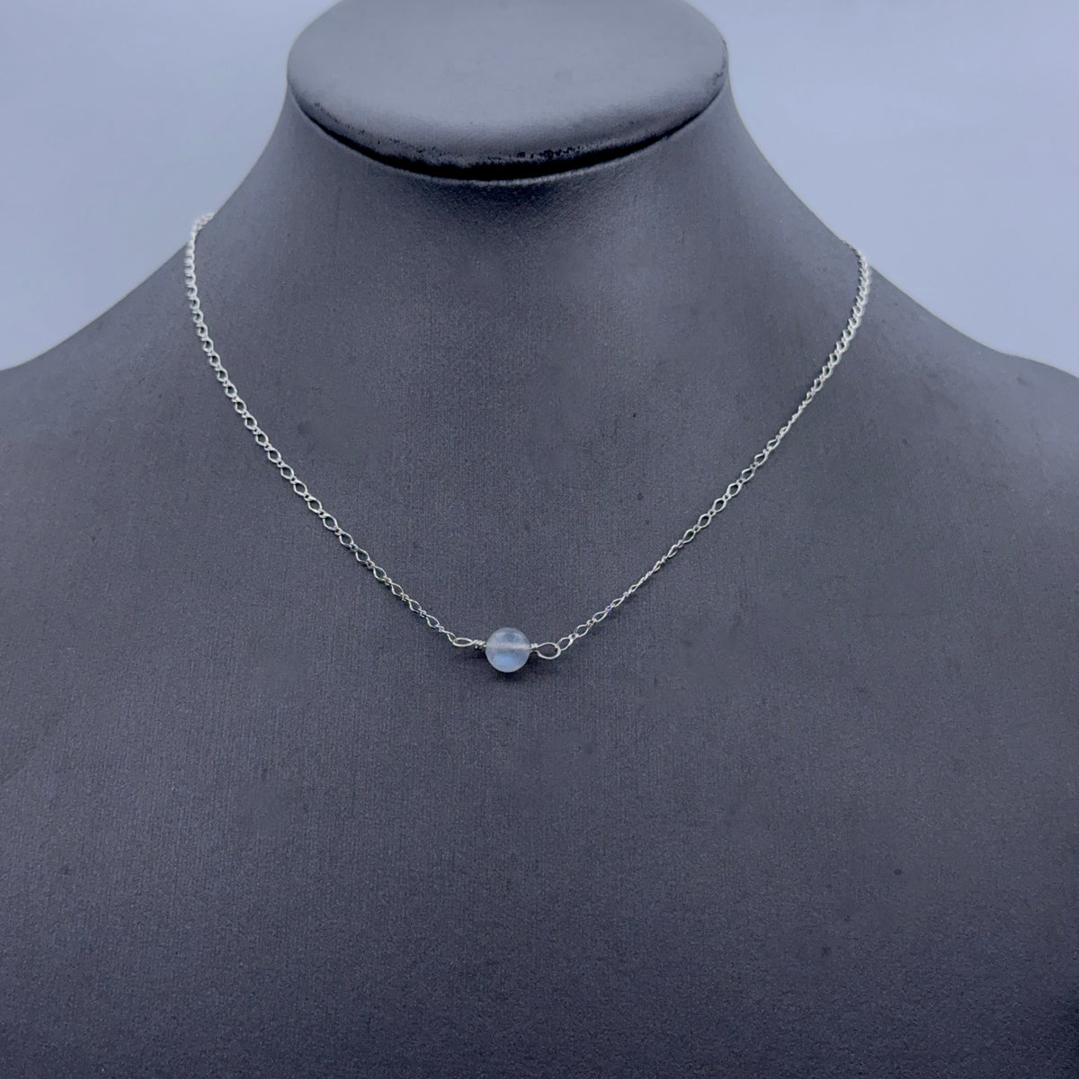 Moonstone gemstone silver chain choker necklace