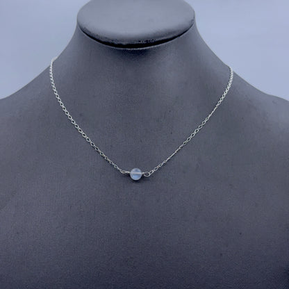 Moonstone gemstone silver chain choker necklace