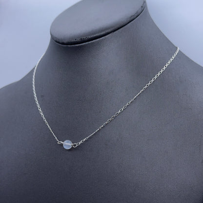 Moonstone gemstone silver chain choker necklace