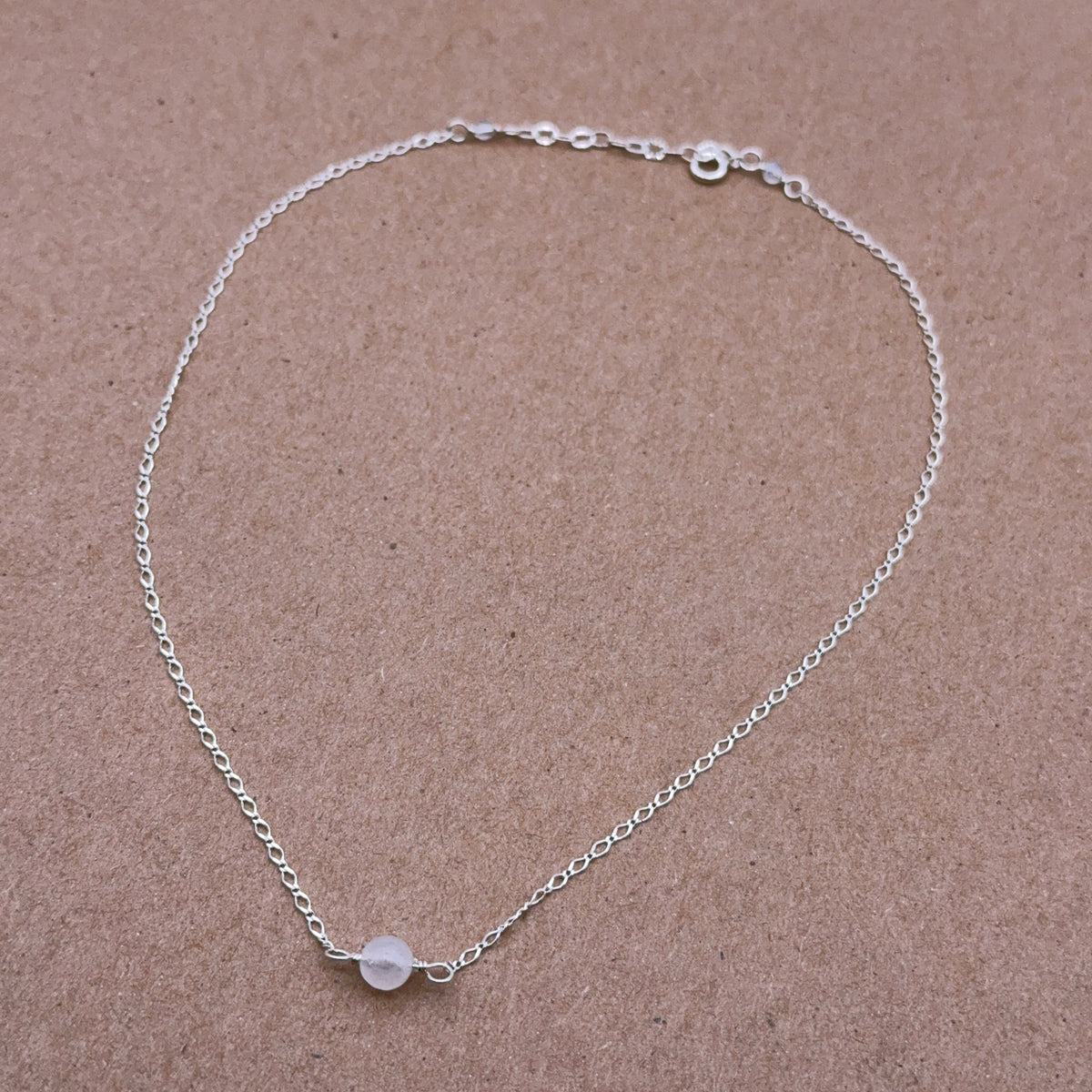 Moonstone gemstone silver chain choker necklace