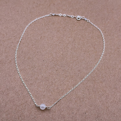 Moonstone gemstone silver chain choker necklace