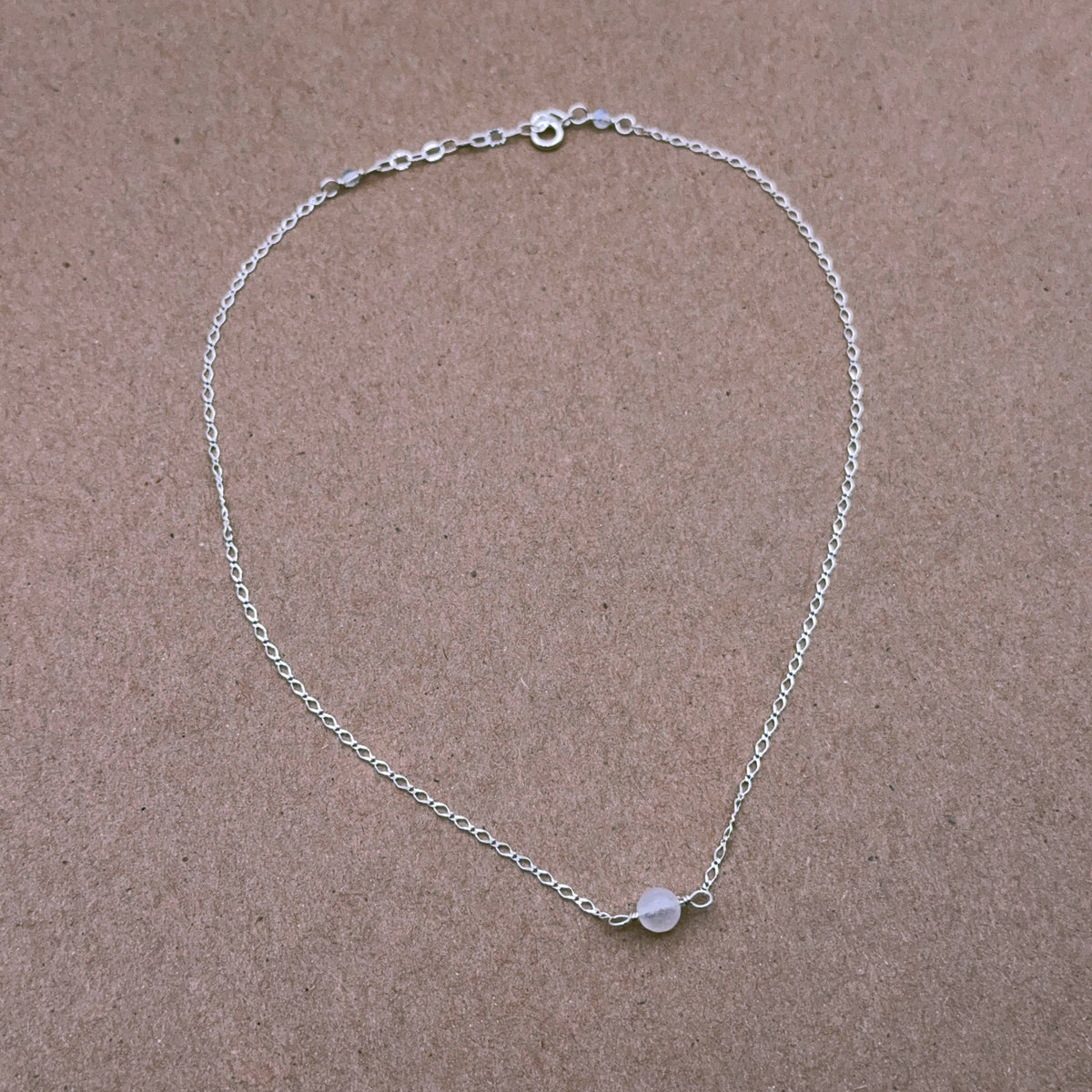 Moonstone gemstone silver chain choker necklace